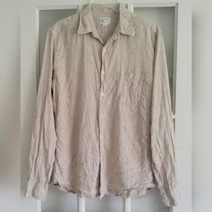 J Crew Men's 100% linen Beige Checkered Shirt